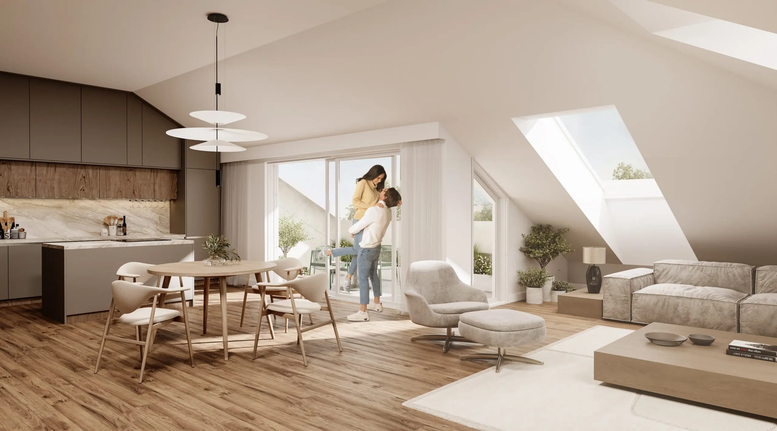 Visualisierung „Wohnzimmer mit Personen“